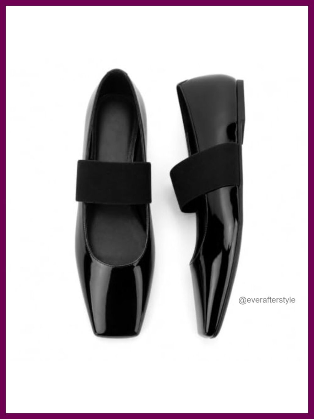 Women's Square Toe Ballet Flats Faux Leather Mary Jane Shoes Pull-On